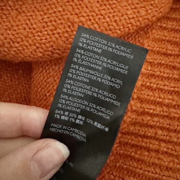 ANTHROPOLOGIE Slouchy Oversized Turtleneck Sweater Orange Medium M OB1399149 - Picture 9 of 10